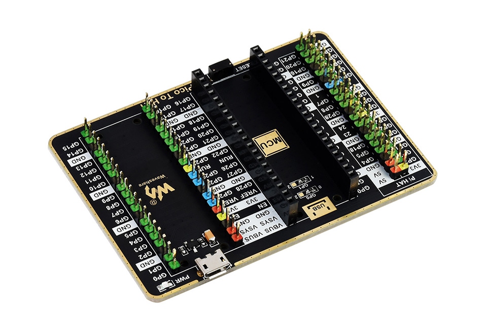 树莓派 Pico 接口外扩板沉金工艺，稳定性更好