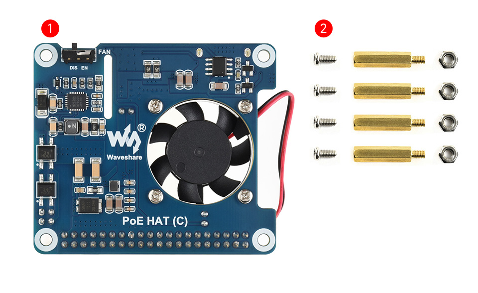 树莓派以太网供电扩展板板载散热风扇