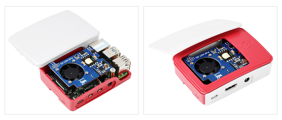 树莓派以太网供电扩展板搭配树莓派官方外壳使用
