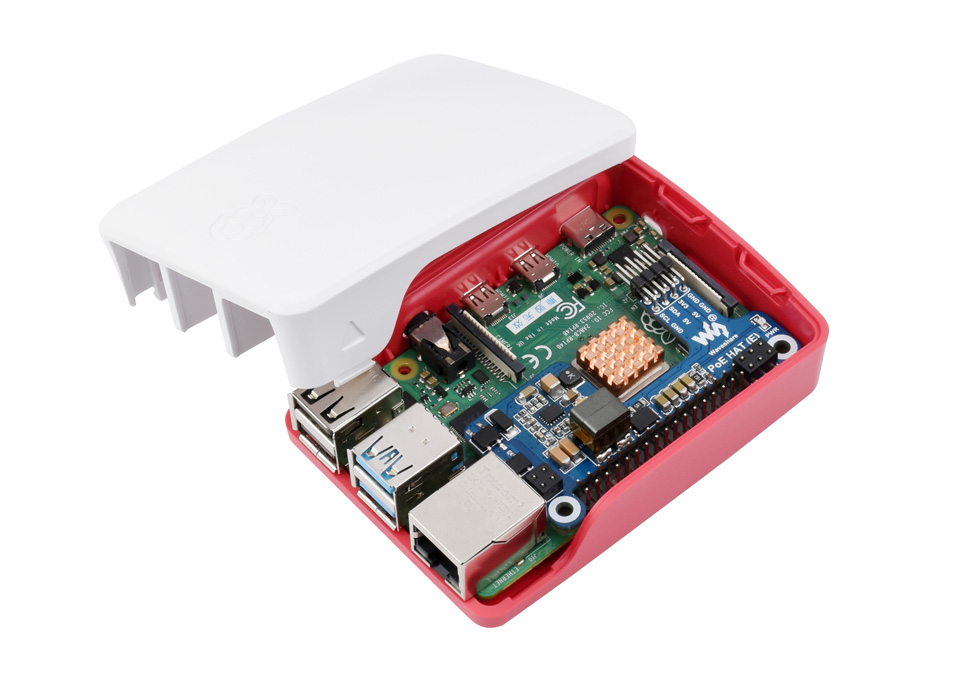 树莓派以太网供电迷你扩展板搭配树莓派官方外壳使用