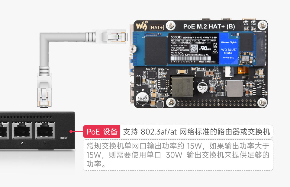 树莓派5 PCIe 转 M.2 扩展板，小巧一体式散热，适用的硬盘接口，包括M key和B&M Key