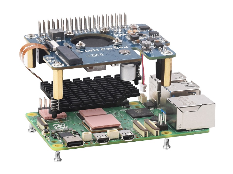 树莓派5 PCIe 转 M.2 扩展板，小巧一体式散热，适用的硬盘接口，包括M key和B&M Key