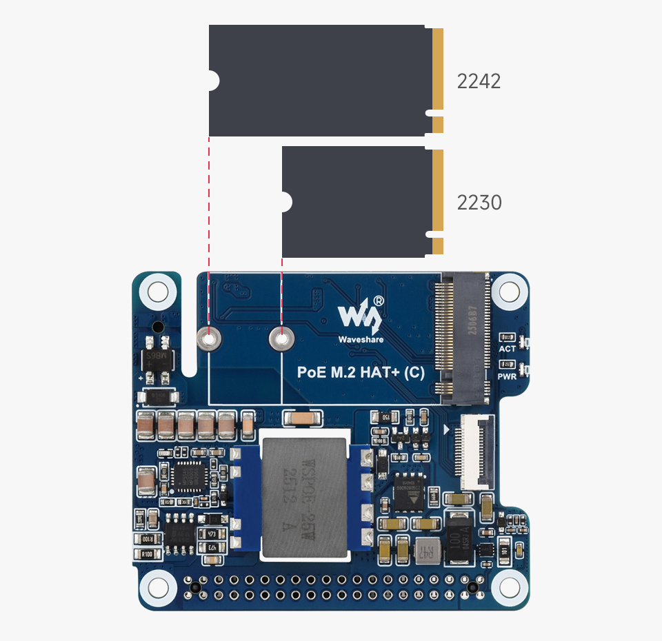树莓派5 PCIe 转 M.2 扩展板，小巧一体式散热，适用的硬盘接口，包括M key和B&M Key