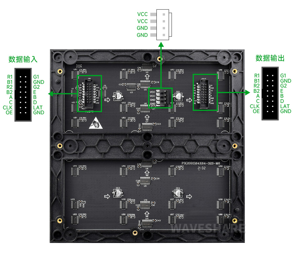 64×64 全彩 LED 点阵显示屏基于接口定义