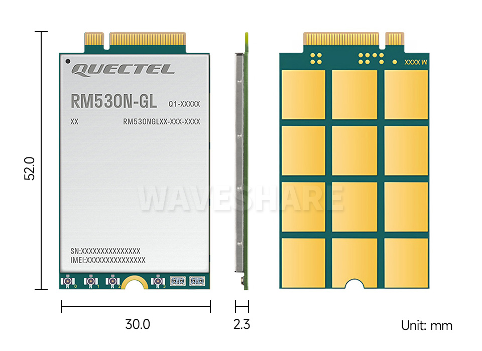 移远 RM520N-GL 物联网 5G 模组产品尺寸