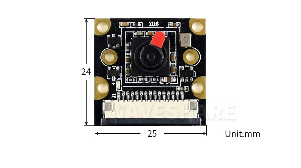 树莓派摄像头 E 型产品尺寸