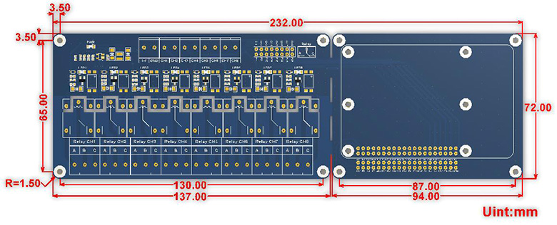 RPi Relay Board (B)尺寸