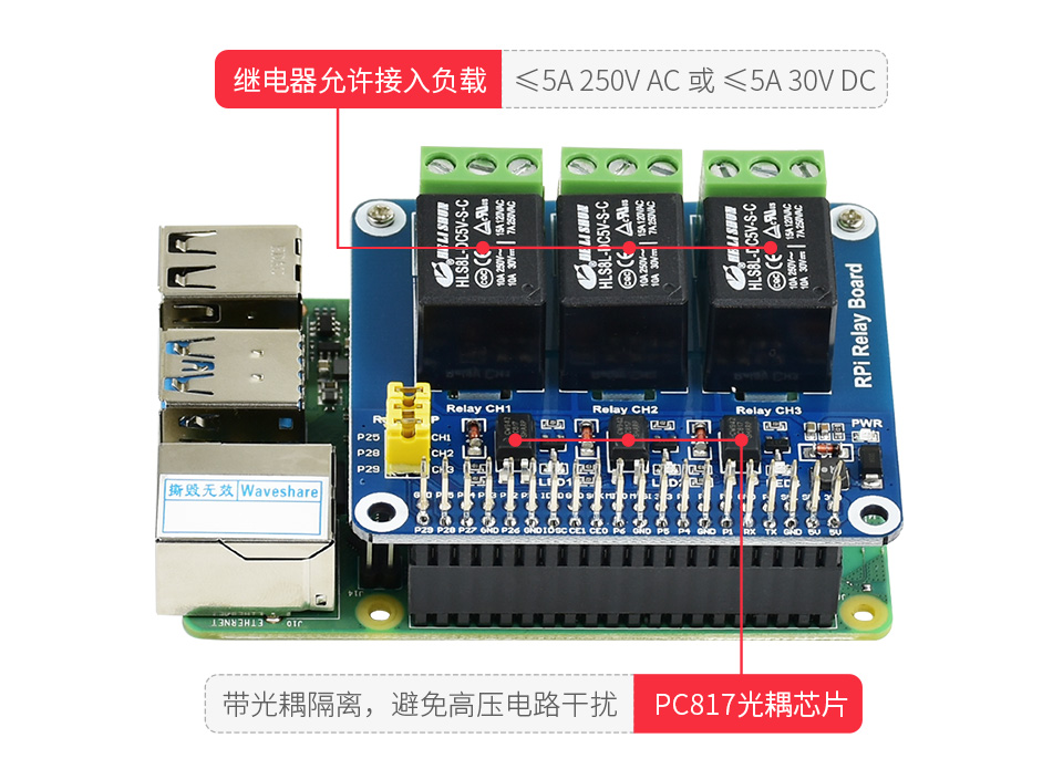 树莓派高精度AD/DA扩展板板载ADS1256、DAC8532芯片