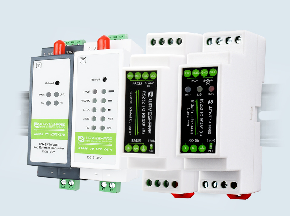 导轨式RS232转RS485有源数字隔离型串口转换器导轨式串口服务器