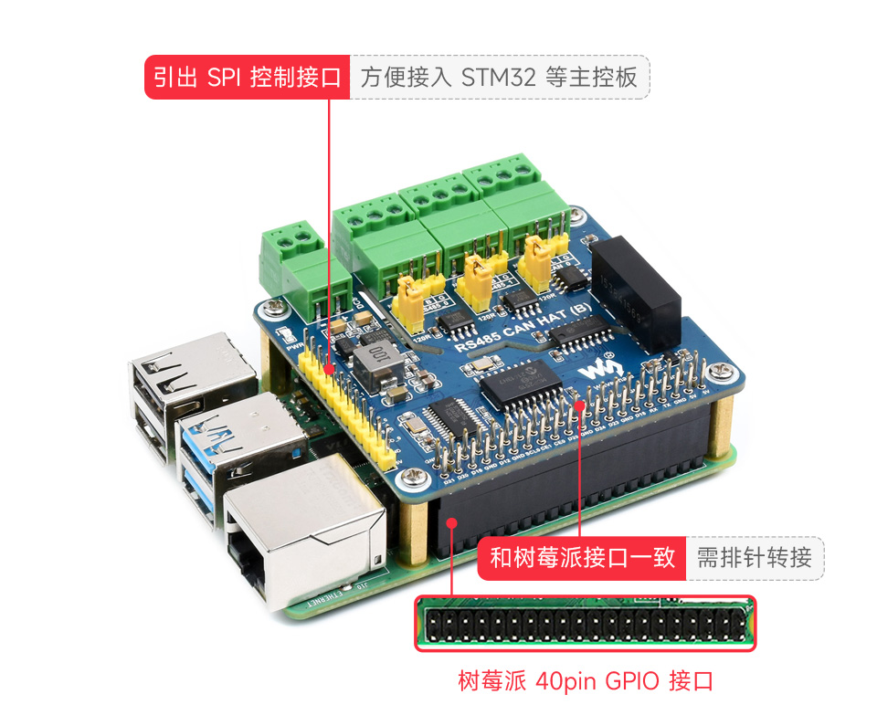树莓派隔离型 RS485 CAN 扩展板