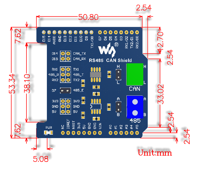 RS485 CAN Shield尺寸