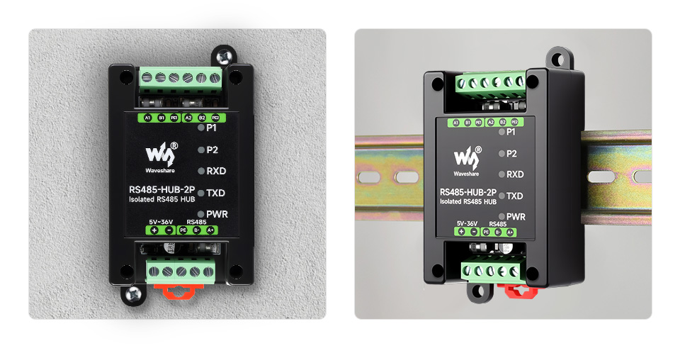 隔离型 2 路 RS485 集线器中继器支持导轨安装