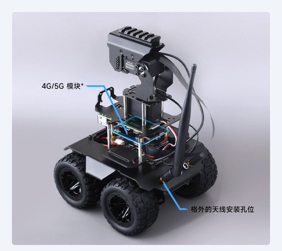 RaspRover AI 机器人支持 4G/5G 扩展