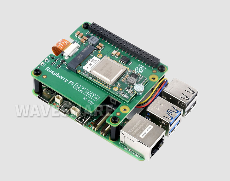 Raspberry Pi AI Kit套件搭配树莓派5主板使用示意图