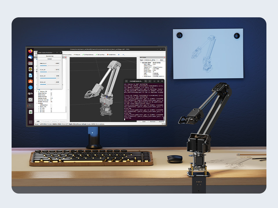 RoArm-M2-S 四自由度机械臂兼容 ROS2 助力模型建立和多机协作