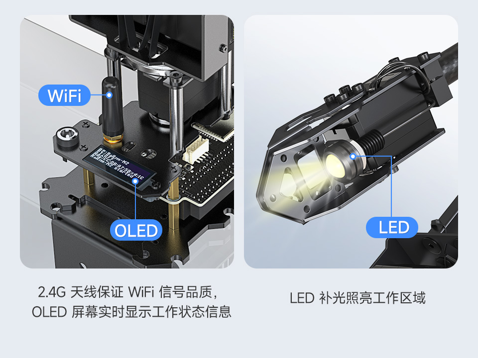 RoArm-M2-S 四自由度机械臂 WiFi/OLED 屏/LED 补光