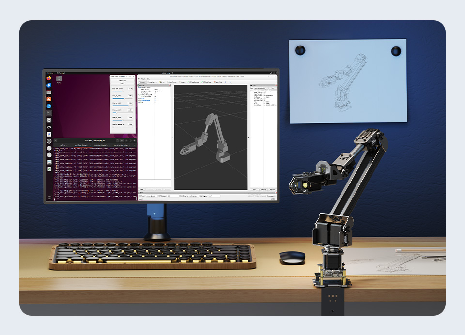 RoArm-M3-S 四自由度机械臂兼容 ROS2 助力模型建立和多机协作