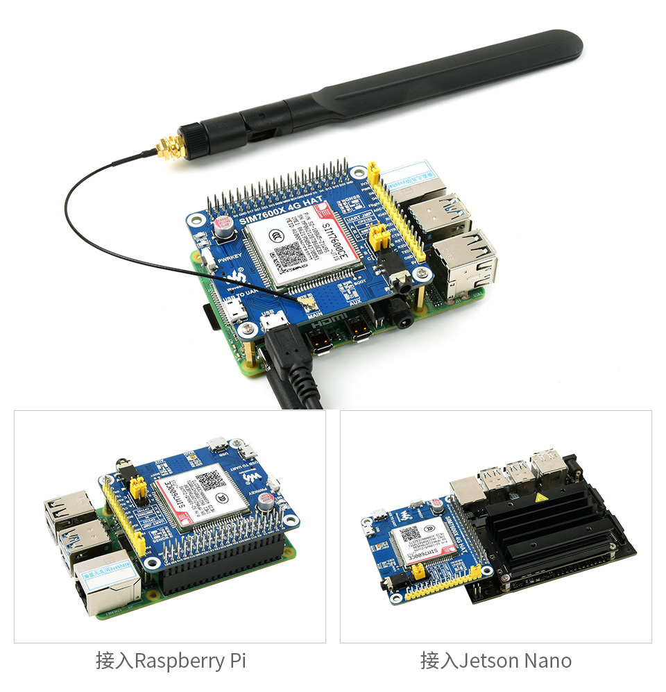 树莓派 4G 通信扩展板支持 4G/3G/2G 全球频段