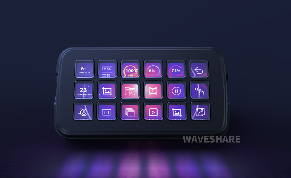 Waveshare SK18 多功能智能控制面板支持实时调用数据制作主题