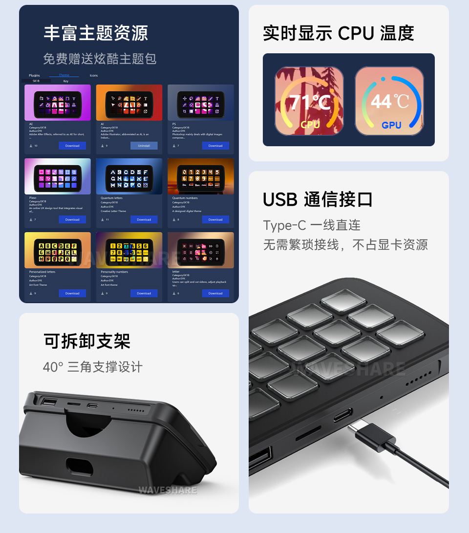 Waveshare SK18 多功能 AI 语音控制面板资源介绍