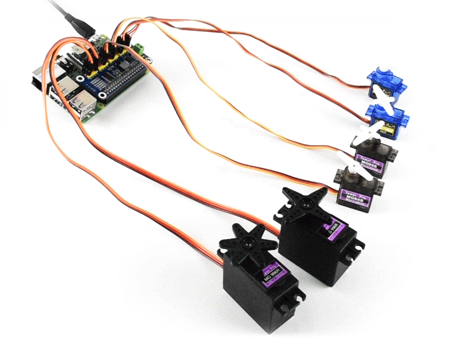 Servo-Driver-HAT舵机驱动板 弯排针版使用场景动图