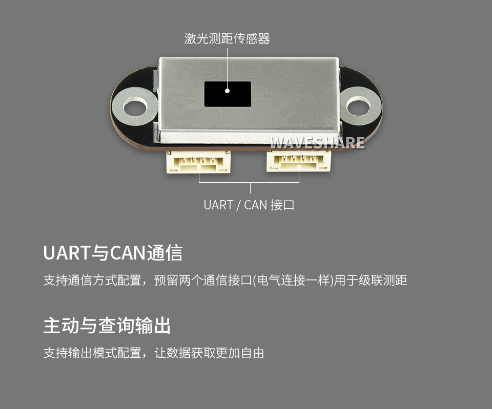 TOF Laser Range Sensor支持 UART 或 CAN