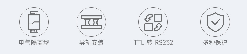 导轨式 TTL 转 RS232 电气隔离型串口转换器主图