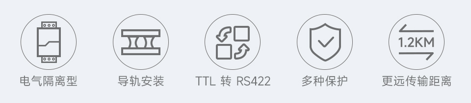 导轨式 TTL 转 RS422 电气隔离型串口转换器主图