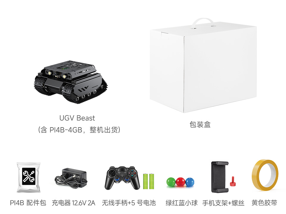 UGV Beast PI4B AI Kit 配置清单