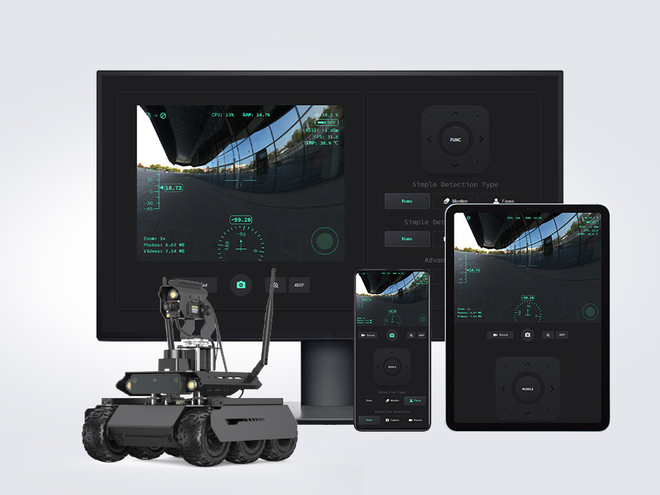 UGV Rover PT AI 机器人,六轮四驱开源移动机器人在野外复杂的地形中行使