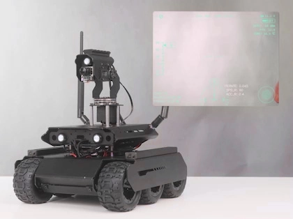 UGV Rover PT AI 机器人，六轮四驱开源移动机器人手势识别灯光亮度控制演示