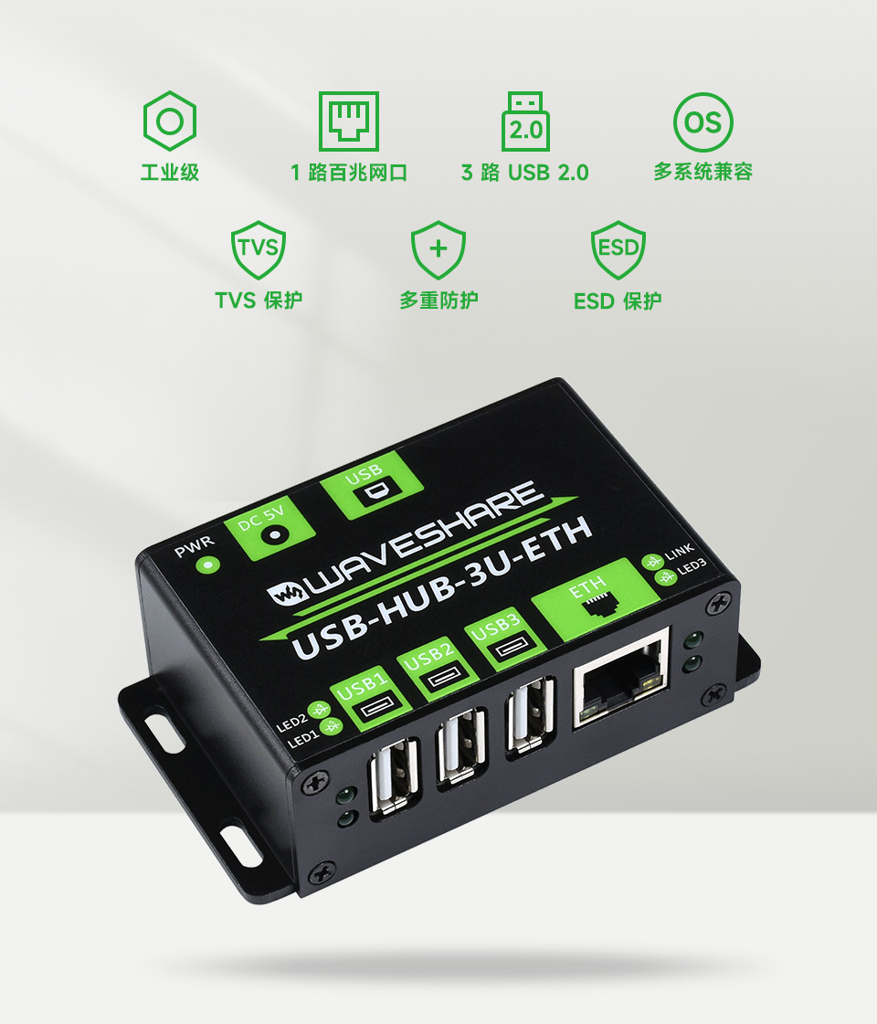 工业级多功能 USB 集线器