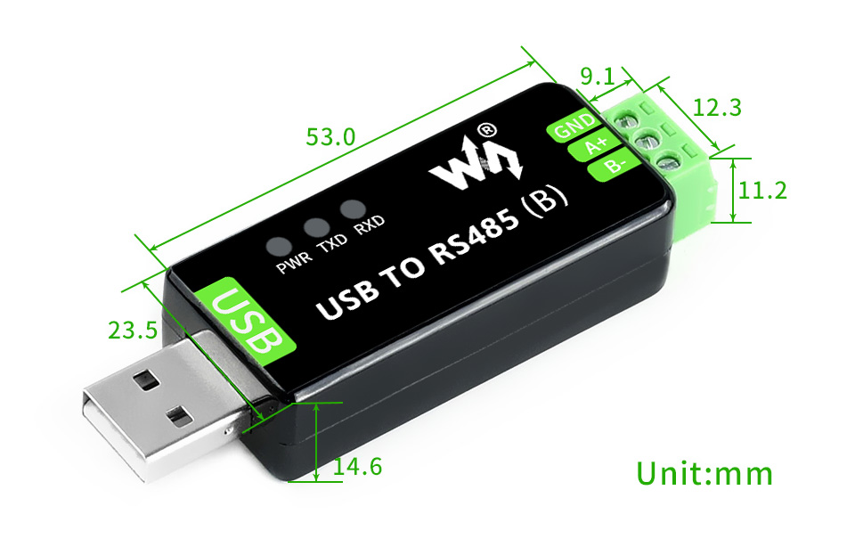 工业级 USB 转 TTL 模块产品尺寸