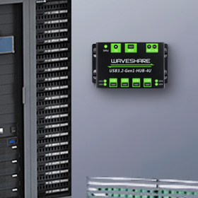 USB3.2集线器,一拖四口USB扩展器壁挂状态展示