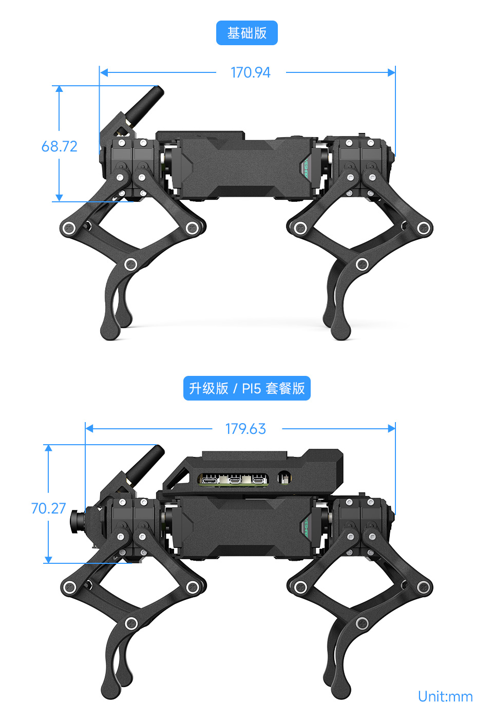 WAVEGO-Pro高自由度仿生四足机器狗外观结构