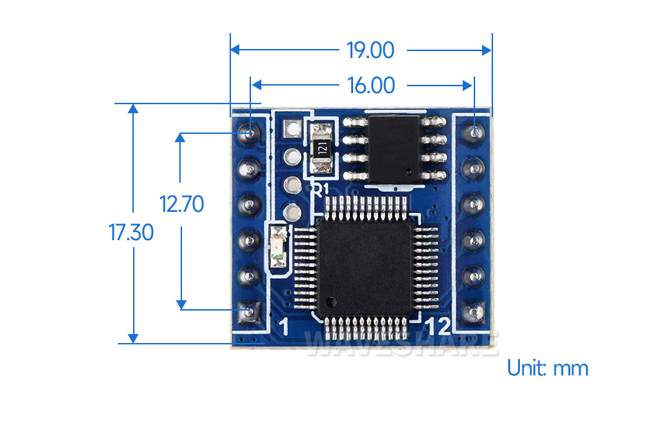 TTL 串口转 CAN 迷你模块产品尺寸