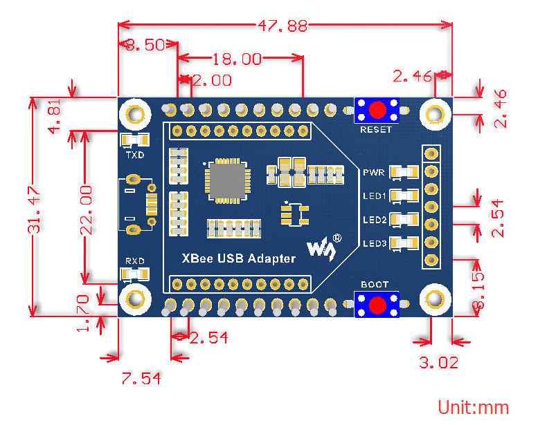 XBee USB Adapter尺寸图