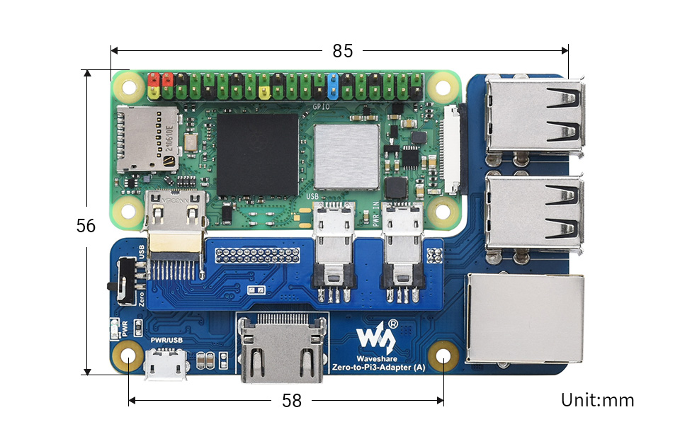 J树莓派 zero 转 3B 扩展板尺寸