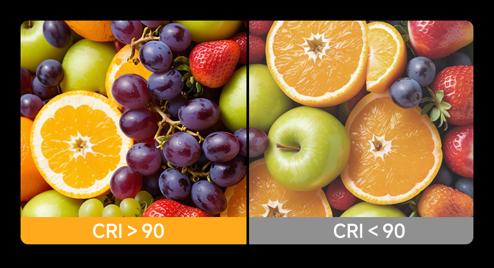 单色 COB 柔光灯带 CRI ≥ 90高显指对比效果展示