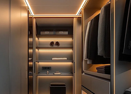 单色 COB 柔光灯带 衣柜层板氛围照明应用展示