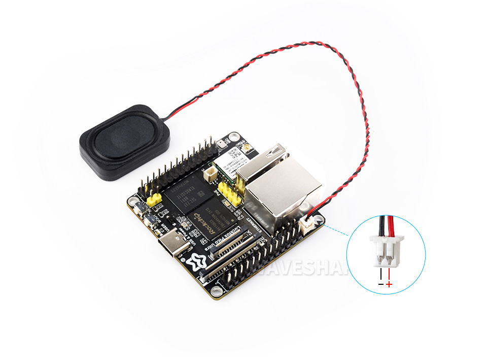 8Ω 2W 2030腔体喇叭接入开发板的应用示例