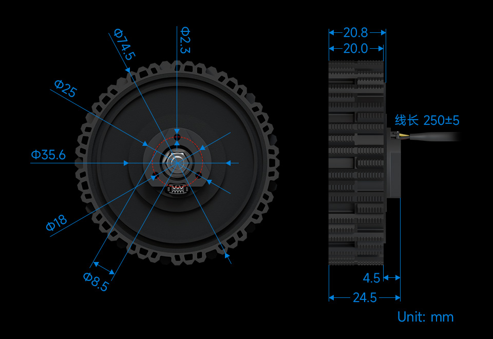 DDSM210 直驱伺服电机尺寸