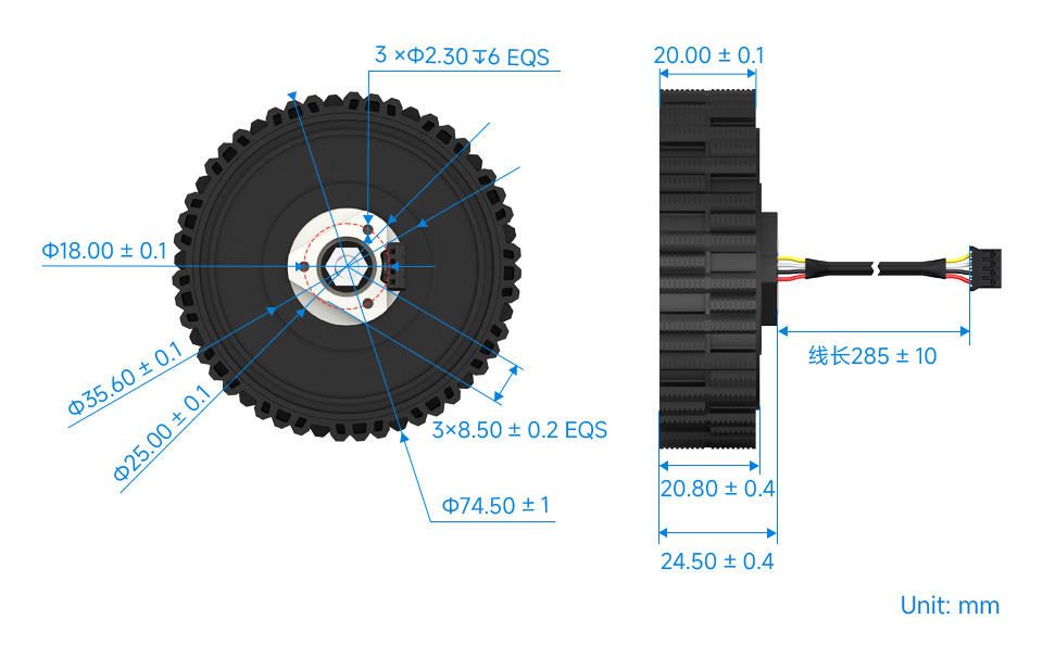 DDSM210 直驱伺服电机尺寸