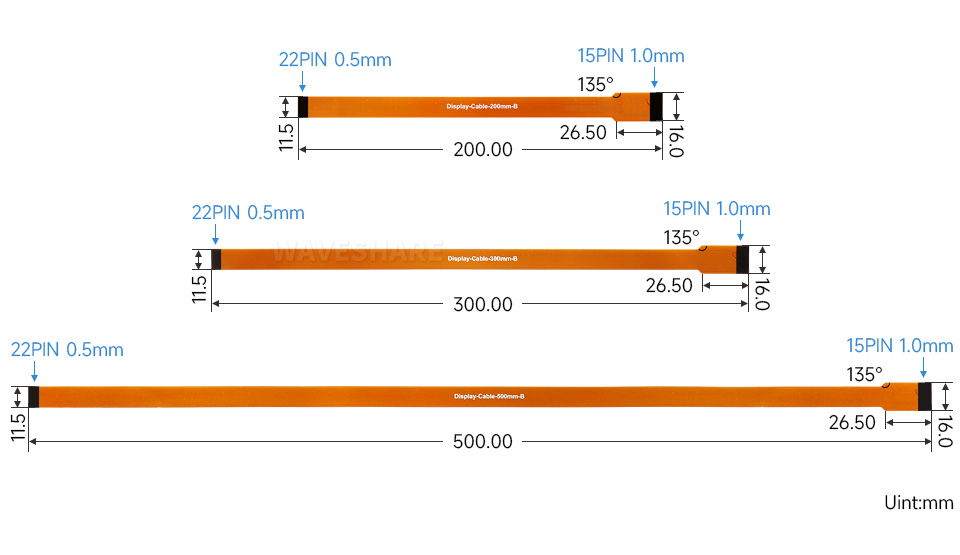 树莓派 5 Display 软排线产品尺寸