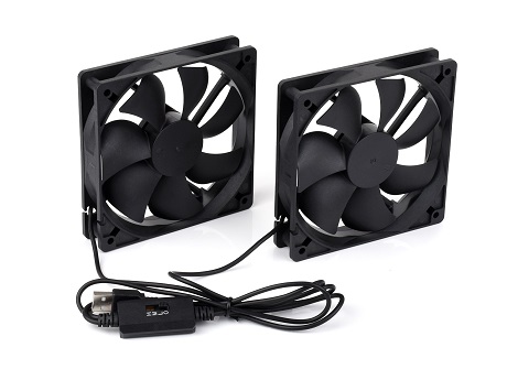 DUAL-FAN-12025-5V-USB 双风扇 (带开关和USB-A接口) 