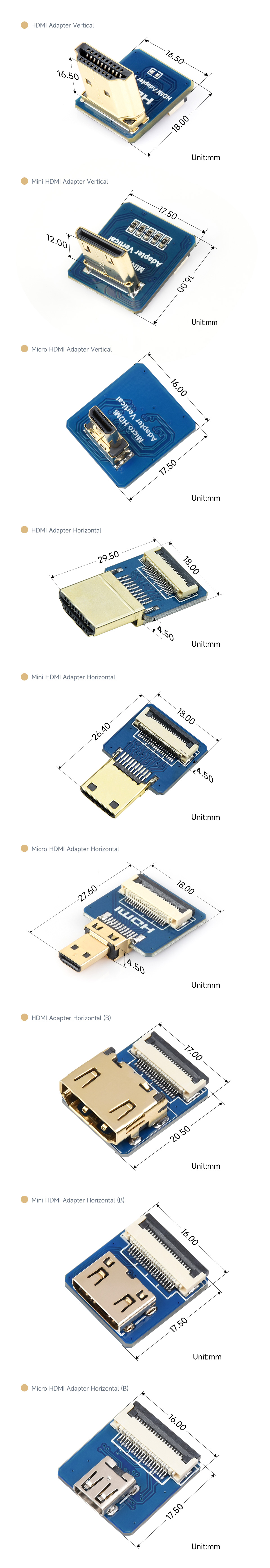 HDMI 转接头产品尺寸