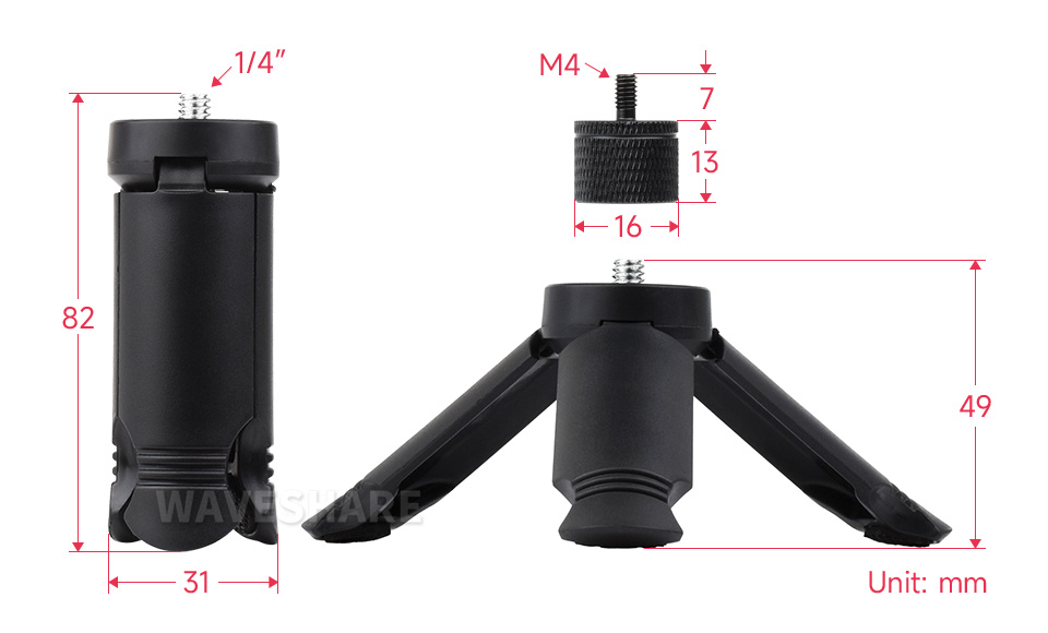 Mini Tripod B 产品尺寸