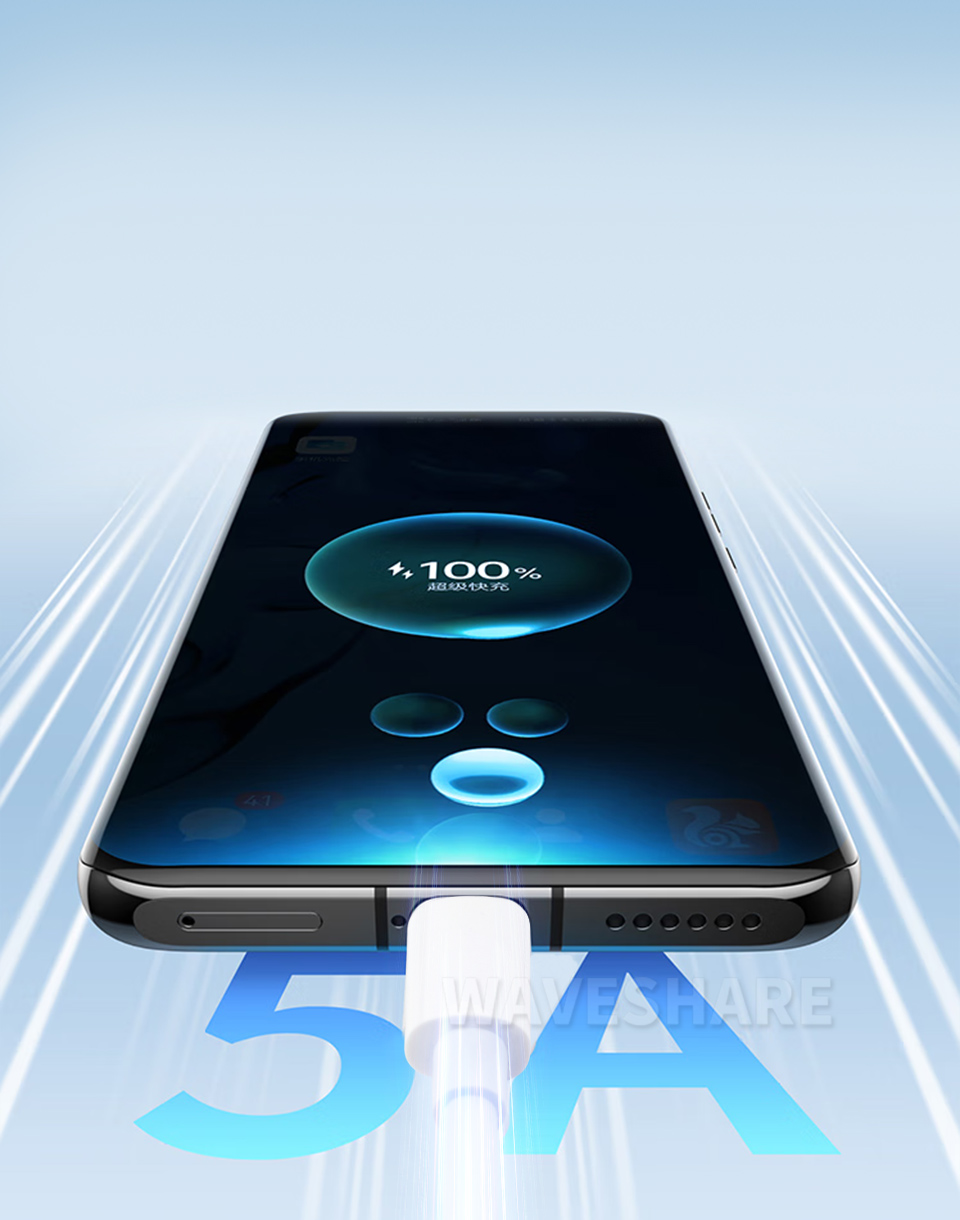 双头 Type-C 100W 快充数据线支持 5A 大电流