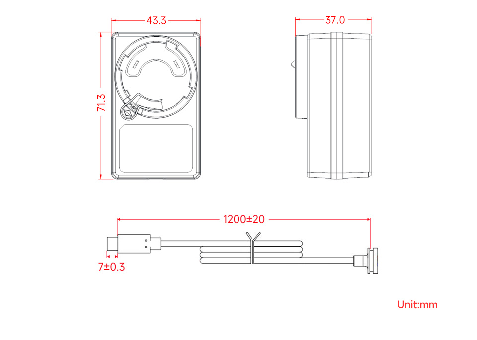 插头各部分产品尺寸