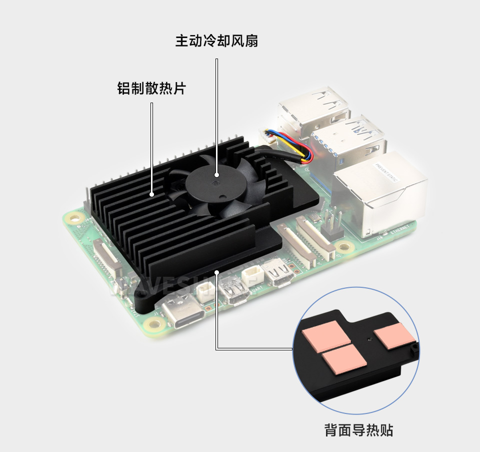 树莓派 5 专用散热器基于树莓派 5 设计
